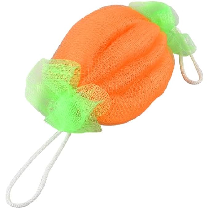 Orange green nylon mesh ball double straps foam bubble bathing bath shower parf